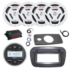 JBL Marine Radio, Spa Bezel, Adapter, ANT, Amp w/Kit, 4x 6.5" 150W White Speaker