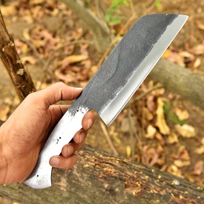 Custom Handmade Carbon Steel Fix Blade Chef Kitchen Knife Meat Chopper Cleaver