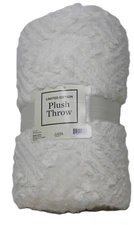 Ulta Plush White Cream Throw Blanket 50" x 60 " Brand New in Package Sealed