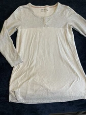 Eddie Bauer 1/4 Button Long Sleeve Lounge Shirt Women's Large Gray Size L