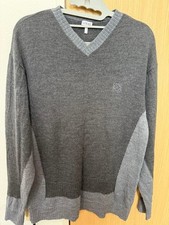 Loewe Men Anagram Grey V-Neck Sweater Oversize VHTF Designer Collection Popular
