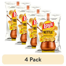  4 pack Lay  s Original Sea Salt Kettle Cooked Potato Chips Bag, 8 oz  