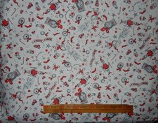 Dr Seuss How the Grinch Stole Christmas cotton fabric wreaths white black red yd