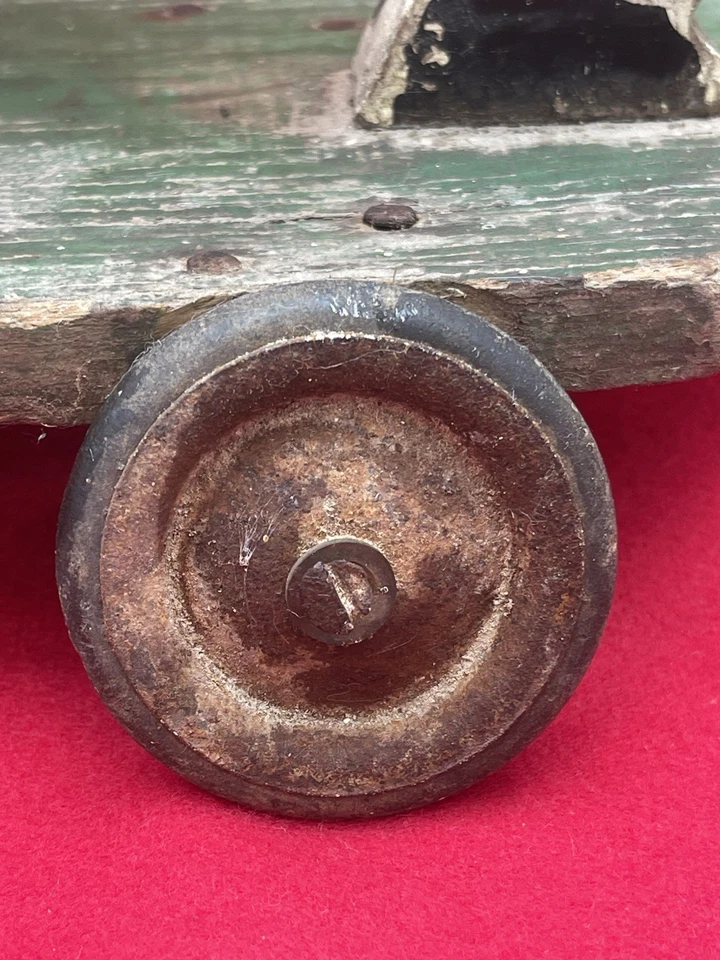 Ancien Cheval à Roulettes en Bois – Jouet d’époque de Collection XIXe / déb XXe - Photo 3/4