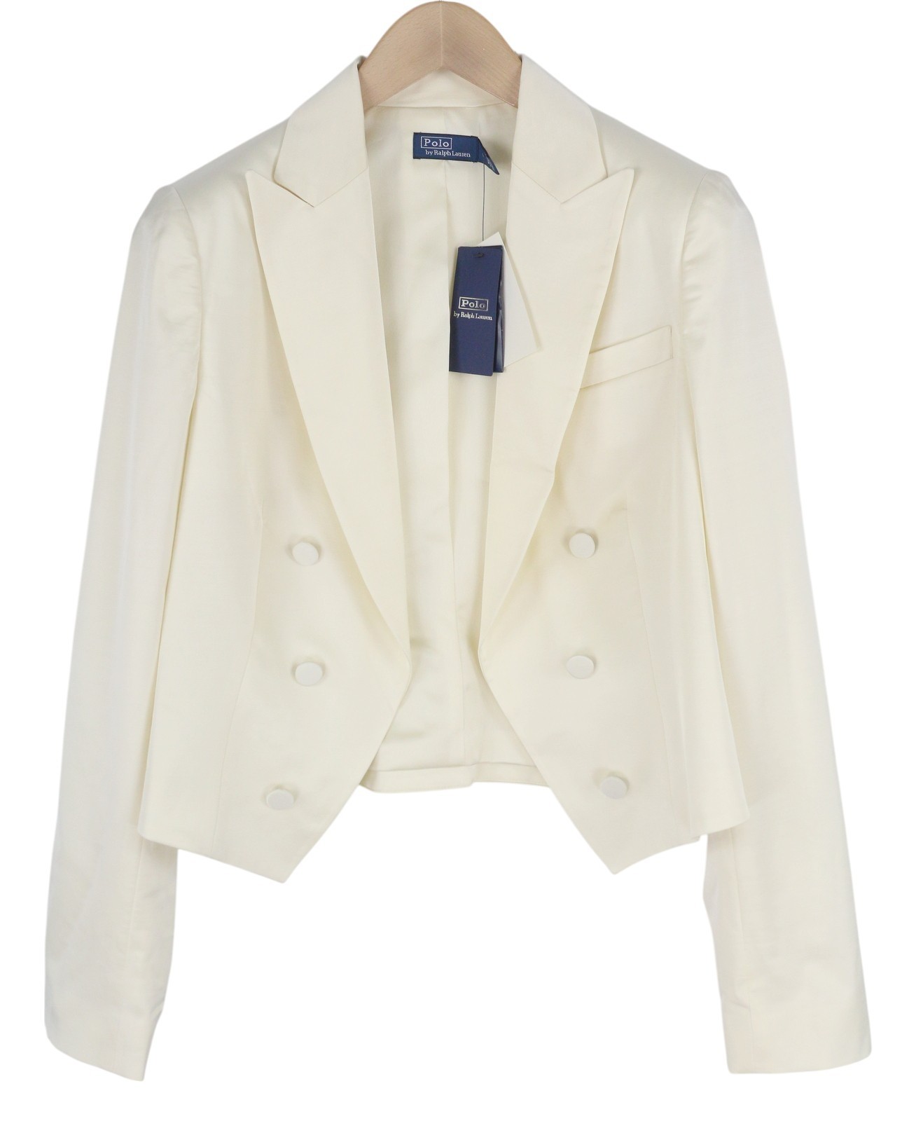 POLO RALPH LAUREN Women's Blazer S White Wool Blend Cropped RRP963 * image 2