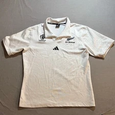 All Blacks Rugby World Cup France 2023 Adidas White Polo Jersey Men's L