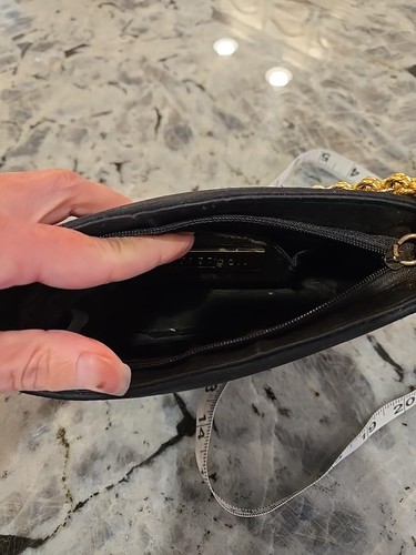 SUSAN GAIL GOLD Chain Handle W/ BLACK Satin Evening Handbag Purse Small - Bild 9 von 10
