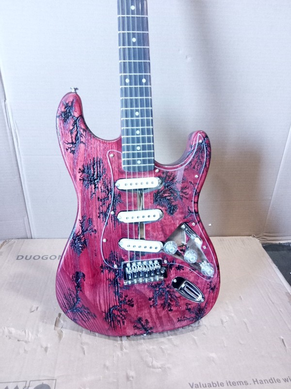 Open Box Ash ST Lightning Struck Wood Electric Guitar Rosewood Fretboard Red
