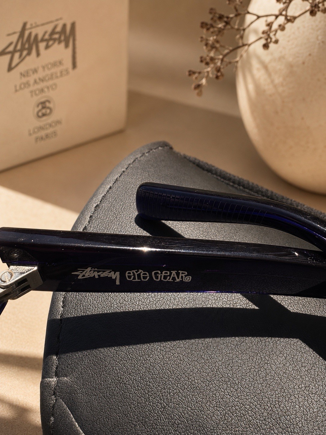 Stüssy Landon Wrap Mirrored Sunglasses Blue Frame/Lens Plastic Made in Japan image 3