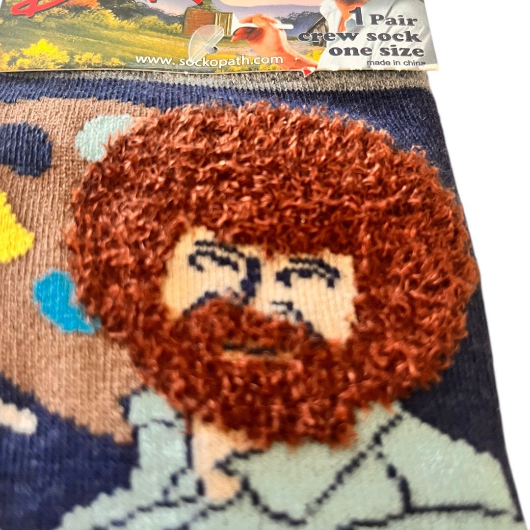 Bob Ross Novelty Socks Mens Unisex Blue Art Stocking Stuffer image 2