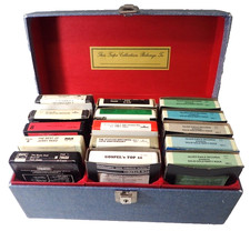 Vintage 8-Track Tapes w/ Storage Case - Untested Mixed Lot of 15