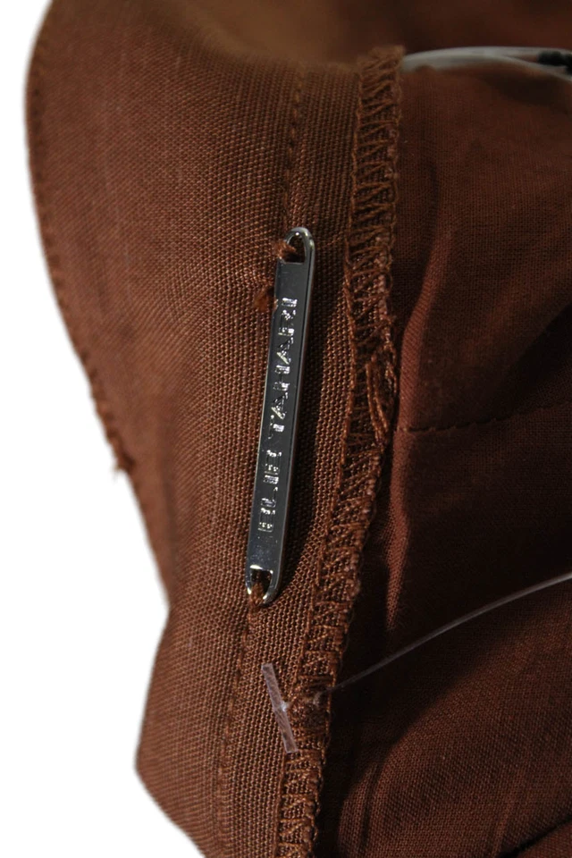 Женские хлопковые брюки Elie Tahari на пуговицах на молнии цвет ржавчины оранжевый размер 12 - Изображение 4 из 4