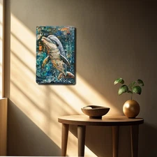 2D Flat, 1pc Marine Life Art Three-Dimensional Tin Painting - Dolphin Leaping Mo