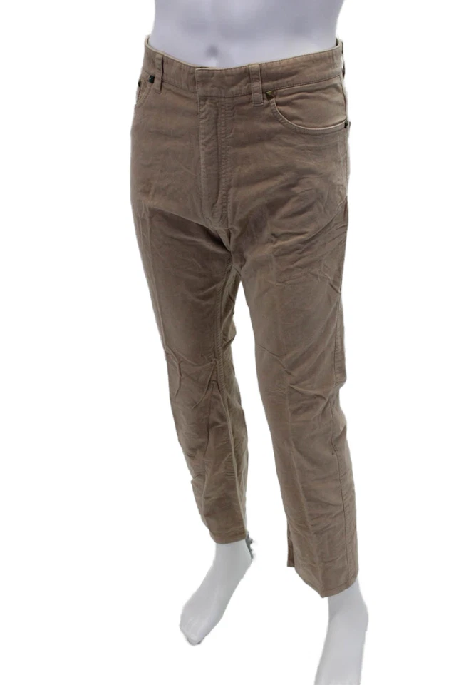 3.1 Phillip Lim Mens Cotton Studded Detail Straight Leg Pants Light Brown Sz 34 - Image 2 of 4