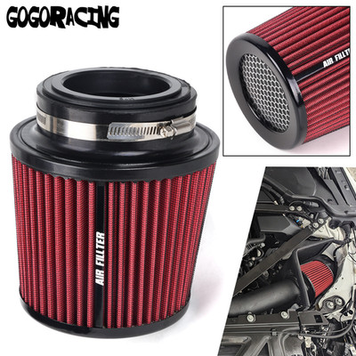 Red Clamp-on Performance Cold Air Intake Air Filter 3'', 3.5'', 4'' In, 6.5'' Tall