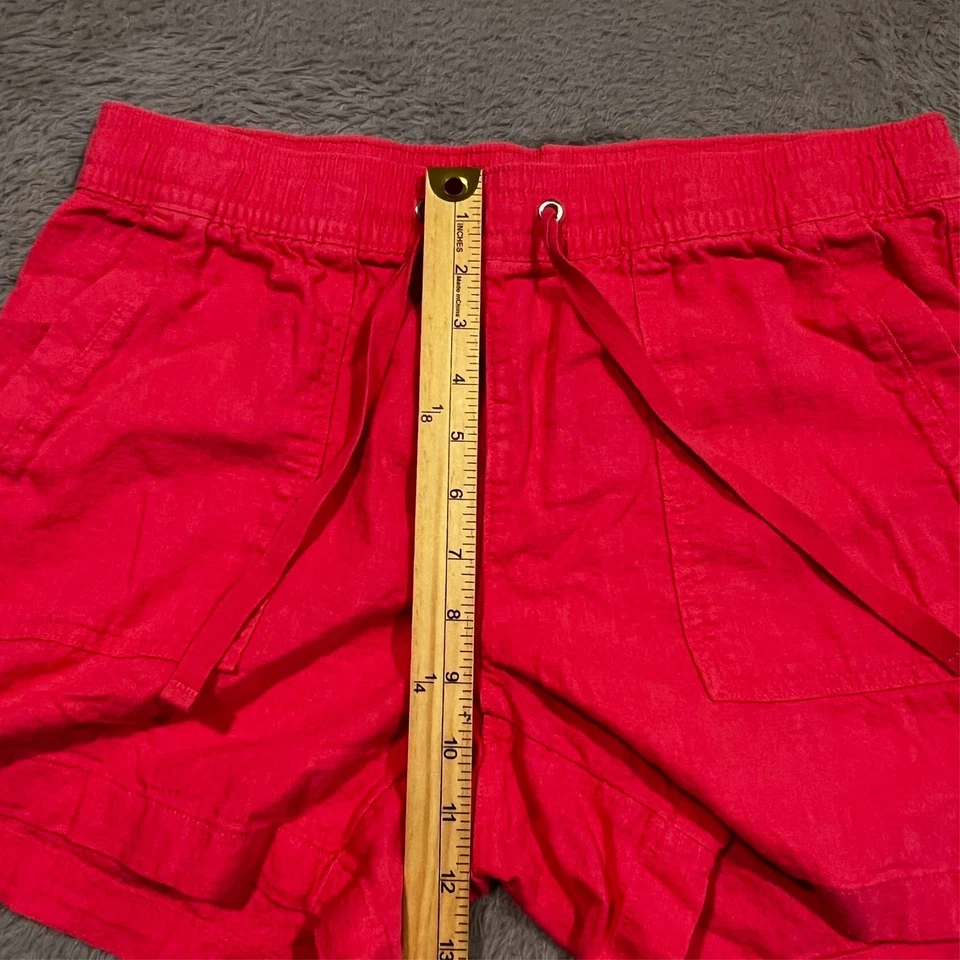Nautica Linen Blend Drawstring Elastic Waist Chino Shorts Women's M Magenta Pink - Image 4 of 4