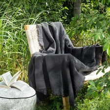 Muslin Blanket - 100 Cotton 4-Layer Gauze Throw Blanket with All-Around Frin...