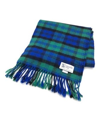 JOHNSTONS OF ELGIN                    Cashmere check scarf green