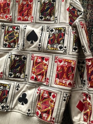Supreme Leather Hooded Court Card Cards Jacket Embroidered Size