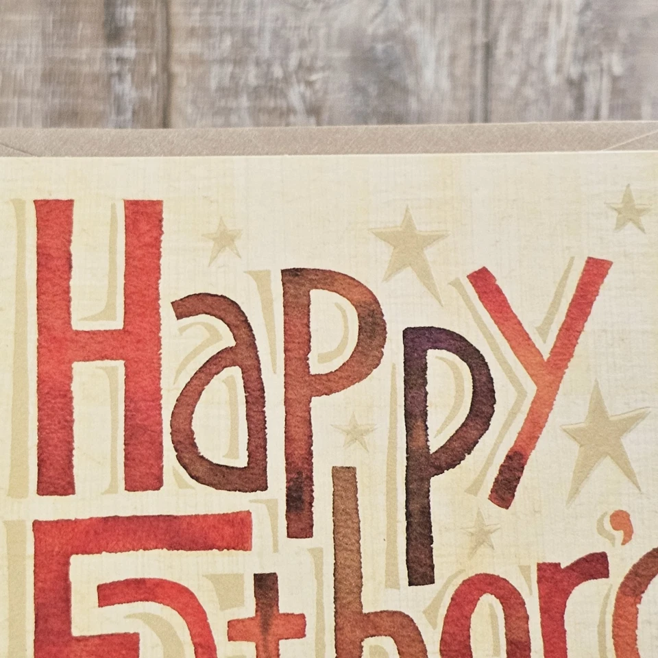 Recycled Paper Greetings Father's Day Card Gold Red Stars Wonderful Dad - Image 2 of 4