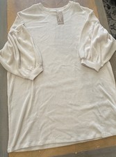 Ci Ci Ivory Ribbed Knit Balloon Sleeve Sweater Dress L NWT