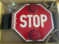 LED Strobing School Bus STOP Sign Swing Arm Specialty Manufacturing 2980C