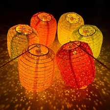 6Pcs Paper Lanterns Chinese Japanese Colorful Hanging Paper Lanterns with LED Li
