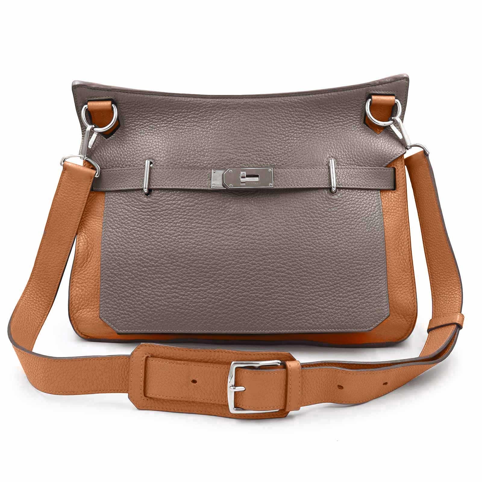HERMES Jypsiere 37 leather Etoupe Greige Gold Brown Shoulder Bag