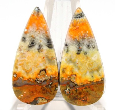 20.20 Ct. Natural Bumble bee Jasper Pear Loose Gemstone Pair 27x12x4 mm