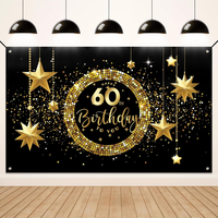 Koliphy 60. Geburtstagsbanner, 60. Happy Birthday Banner FüR Mann Frau, Schwarz