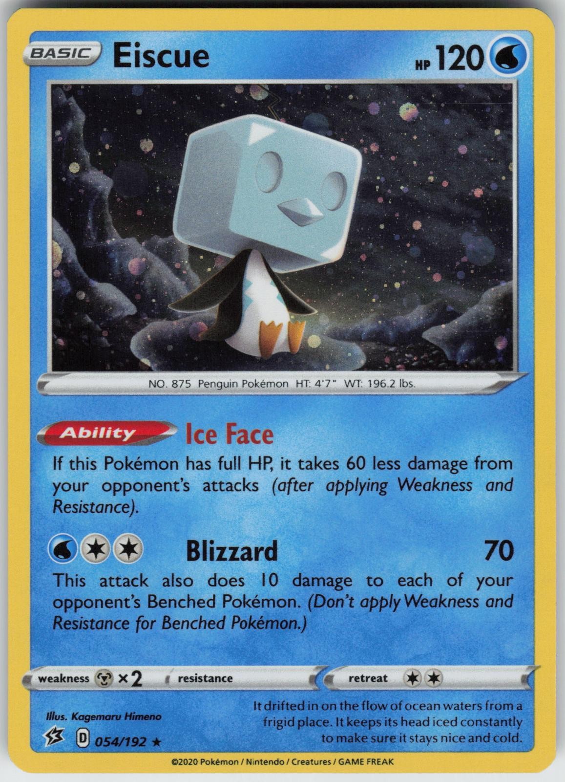 Eiscue 054/192 Holo Rare Rebel Clash Pokemon Lightly Played