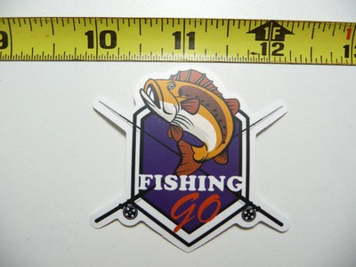FUN GO FISHING SHIELD CROSSED ROD REEL FISH SMALL STICKER DECAL OUTDOORS BOATING