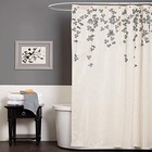 Lush Decor Flower Drops Shower Curtain | Embroidered Textured Fabric Floral Bath