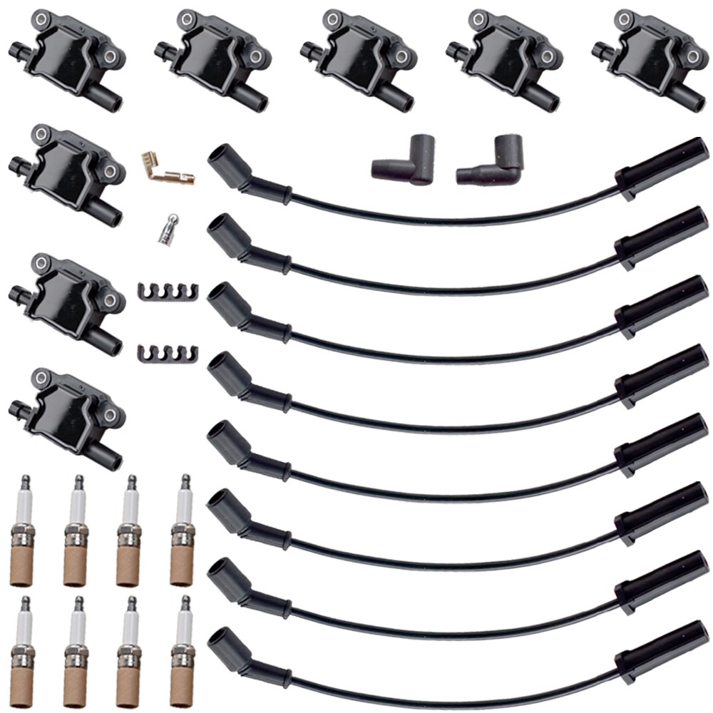 8 X For Chevy Silverado 1500 Tahoe GMC Square Ignition Coil & Spark Plug &Wires