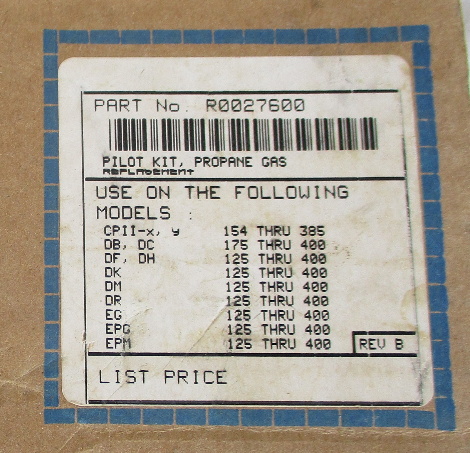 Teledyne Laars R0027600 Pilot Kit Propane Gas  New Open Box