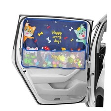 Car Window Shade for Baby, Blackout Car Window Curtain with Blue-Cute Dogs