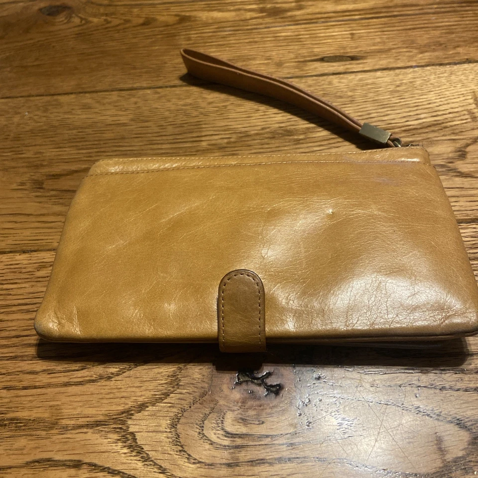 HOBO Bolso sin asas Cartera Muñequera Marrón Cuero Genuino Foto 2 de 4