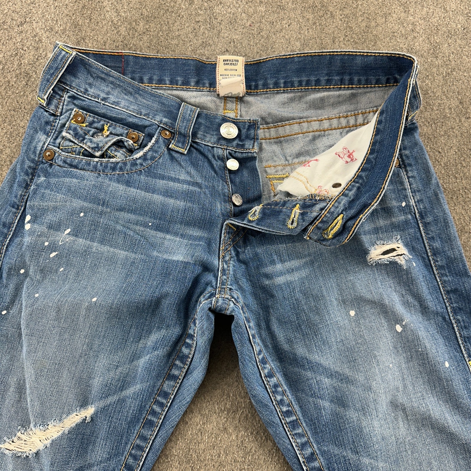 True Religion Jordan Jeans Women 27 Blue Medium Wash Straight Leg Button Fly USA