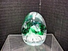 Gibson Paperweight 1995 Green & White Trumpet Flowers Bubbles Easter Egg — photo 6