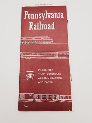 1958 Pennsylvania Railroad Passenger Train Schedules Accommodations and Fares