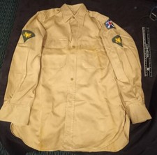 VINTAGE 1950s Post Korean War Army Longsleeve Uniform Shirt w/ Patches 14.5"x32