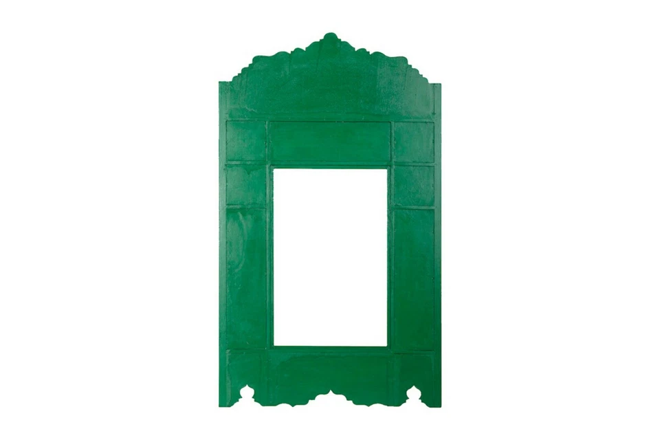 Juego de 2 marcos de espejo colgante pintado verde, decoración de granja vintage marroquí Foto 4 de 4