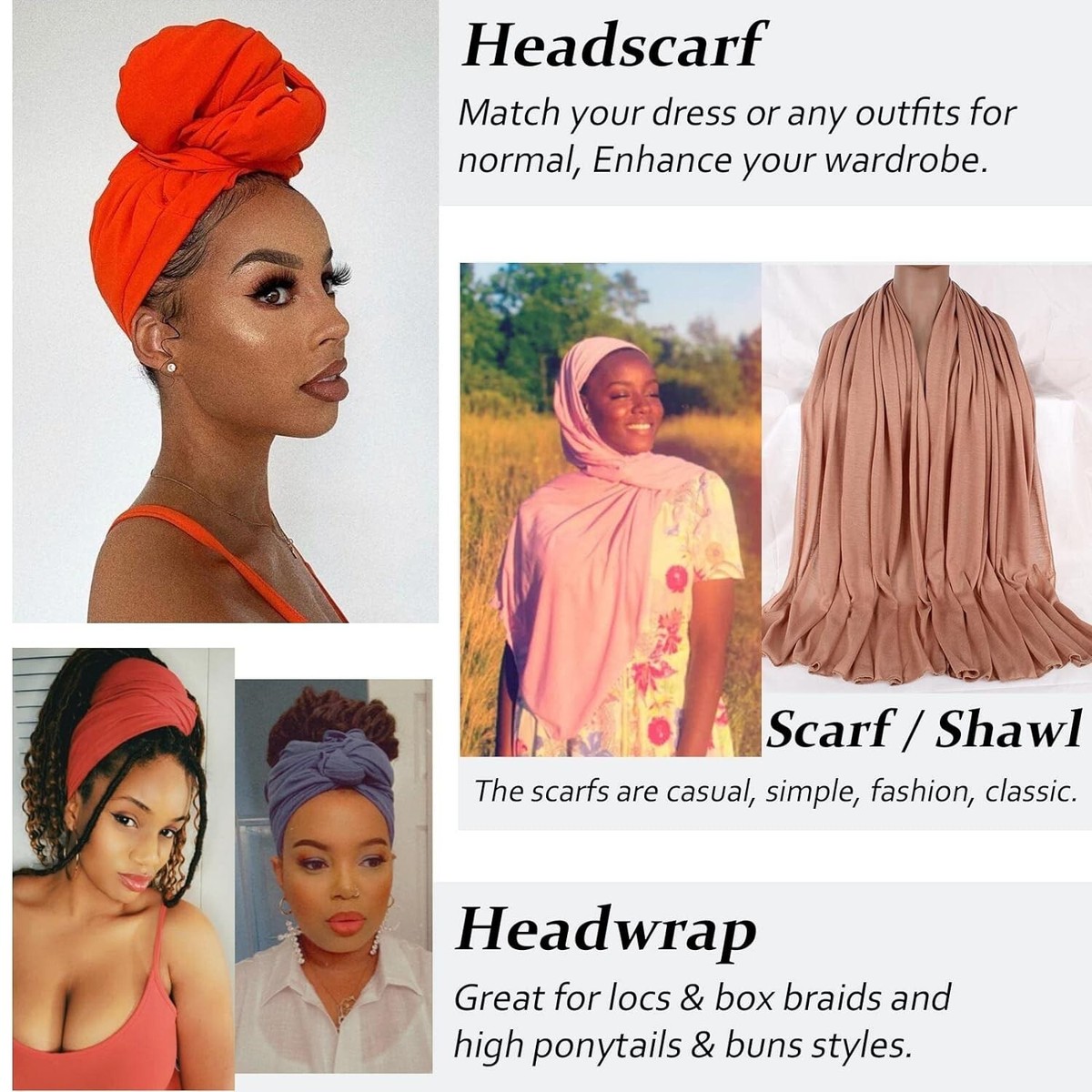 XTREND 6 Pieces Turban Stretch Jersey Head Wrap Fashion  display picture 1