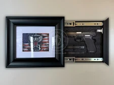 Hidden Storage Photo Frame for Gun and Valuables 14-1/2" x 12-1/2" / Black