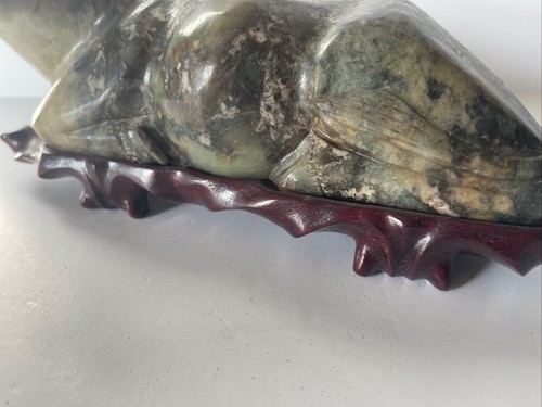 Vintage Chinese Jade Sculpture Stone Carving Water Buffalo Ornate Scholar Art - Picture 7 of 20