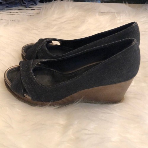 American Eagle denim open toe wedges Women’s Size 6.5 - Picture 4 of 7