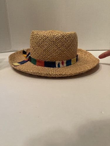 Handgefertigter Kathy Jeanne Millinery Pork Pie Strohhut geschwungene Krempe Guatemala Band - Bild 9 von 12