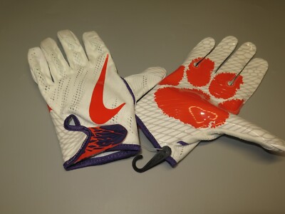 Nike Clemson Tigers Team Issued VaporKnit White Football Gloves Size XL  New