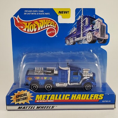 Hot Wheels Toys R Us Special Edition Metallic Hauler 1999 Blue Semi Truck