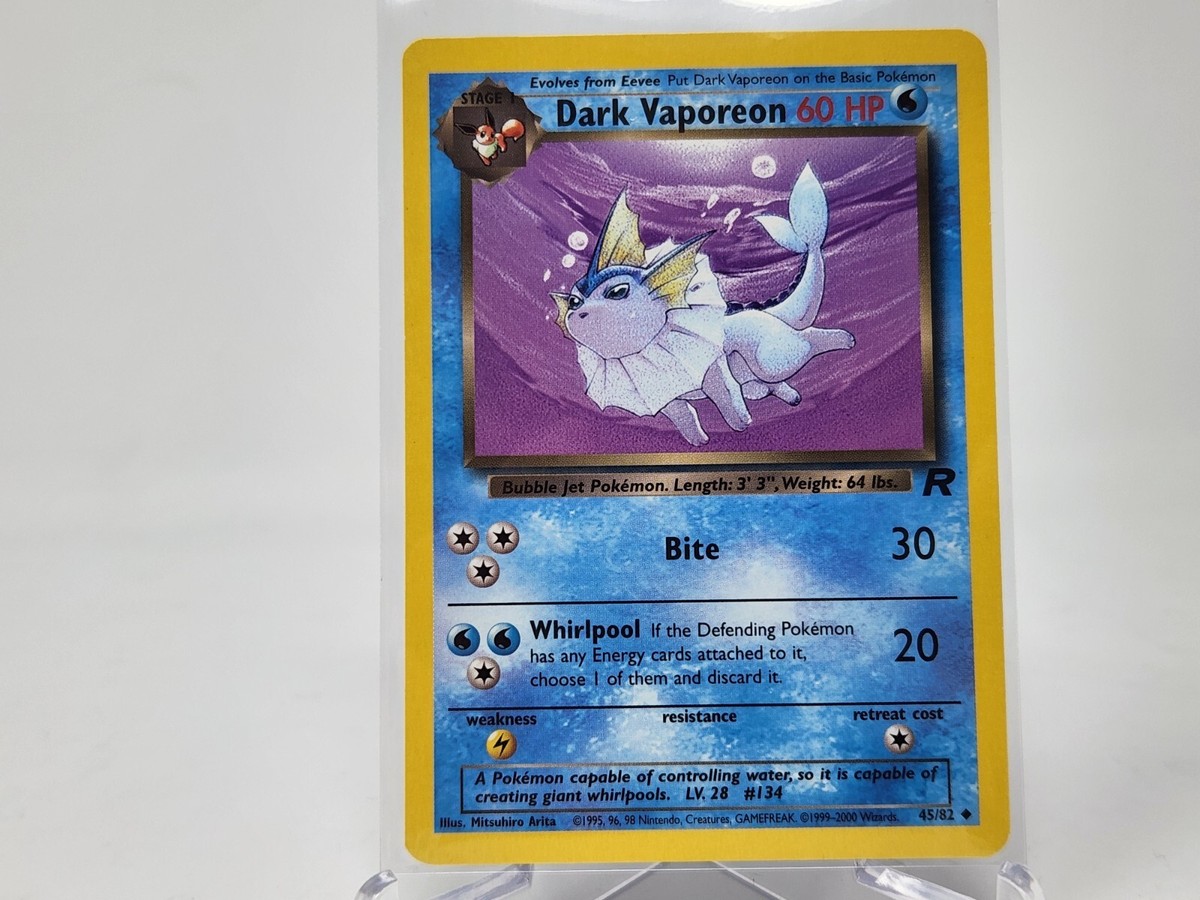 dark vaporeon pokemon card value 2000 Team Rocket #45/82 1st Edition Price Guide [Water][Colorless] Aurora Beam 70. Pokemon Team Rocket Dark Vaporeon